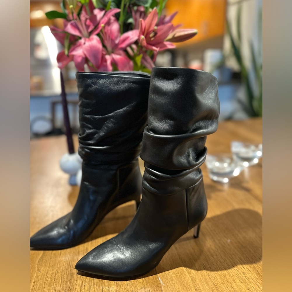 Paris Texas 60 mm black leather slouch boot, size 37, worn once